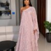 One Shoulder Pleated Dress - Dusty Lilac Premium