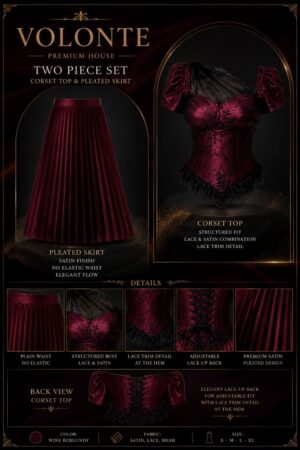 Volonte Premium Burgundy Two-Piece Corset Set