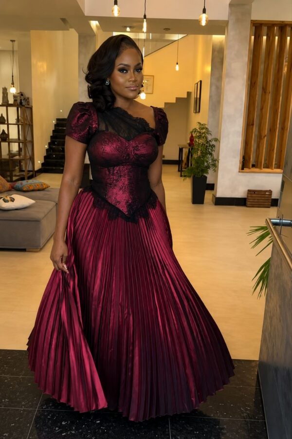 Volonte Premium Burgundy Two-Piece Corset Set