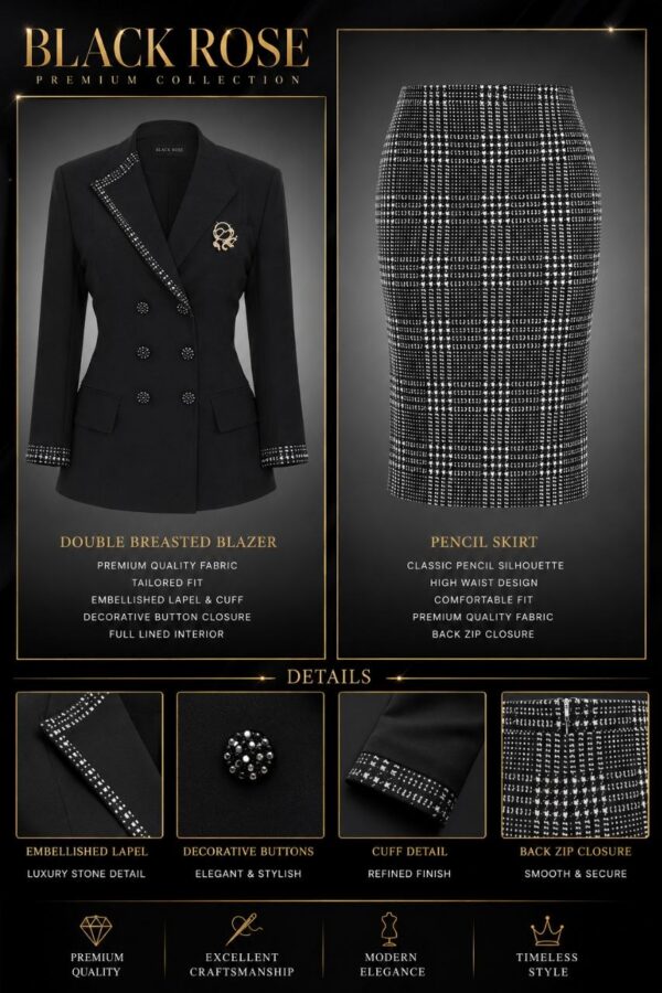 Premium Black & White Two-Piece Blazer Set
