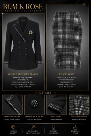 Premium Black & White Two-Piece Blazer Set