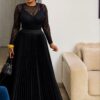 Premium Black Two-Piece Pleated Dress Set