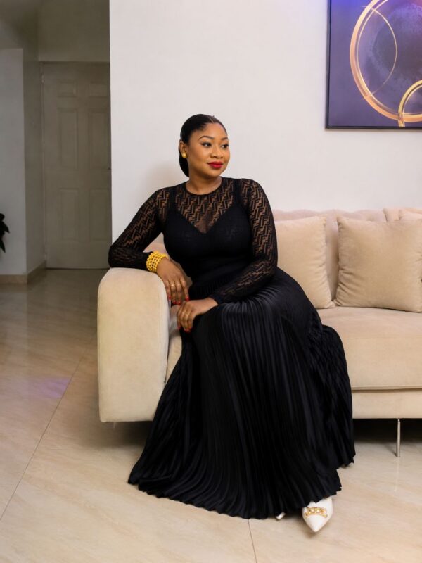 Premium Black Two-Piece Pleated Dress Set