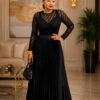 Premium Black Two-Piece Pleated Dress Set