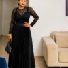 Premium Black Two-Piece Pleated Dress Set