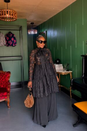 Premium Black Lace Two-Piece Set