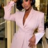 Black Rose Premium Soft Pink 2-Piece Tailored Blazer & Wide-Leg Pants Set