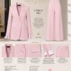 Black Rose Premium Soft Pink 2-Piece Tailored Blazer & Wide-Leg Pants Set