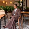 Premium Brown Pinstripe Four-Piece Suit Set