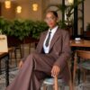 Premium Brown Pinstripe Four-Piece Suit Set
