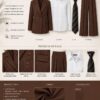 Premium Brown Pinstripe Four-Piece Suit Set