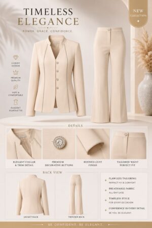 Premium Beige Two-Piece Blazer & Trouser Set