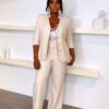 Premium Beige Two-Piece Blazer & Trouser Set