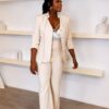 Premium Beige Two-Piece Blazer & Trouser Set