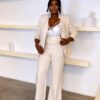 Premium Beige Two-Piece Blazer & Trouser Set
