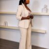 Premium Beige Two-Piece Blazer & Trouser Set