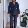 Navy Blue Two-Piece Blazer Set