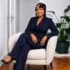 Navy Blue Two-Piece Blazer Set
