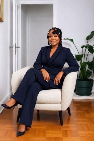 Navy Blue Two-Piece Blazer Set