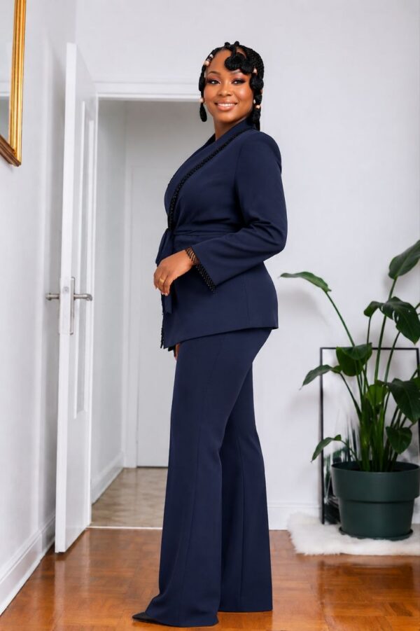 Navy Blue Two-Piece Blazer Set