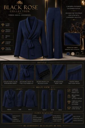 Navy Blue Two-Piece Blazer Set