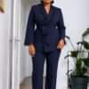 Navy Blue Two-Piece Blazer Set