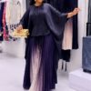 Premium Purple Kimono and Pleated Skirt Set