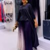 Premium Purple Kimono and Pleated Skirt Set