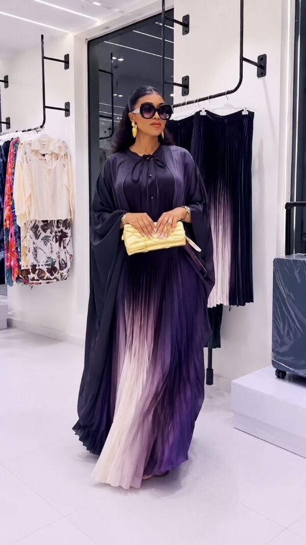 Premium Purple Kimono and Pleated Skirt Set