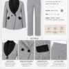 Premium Gray Plaid Two-Piece Blazer Suit Set