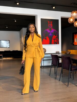 Premium Yellow Two-Piece Blazer Set