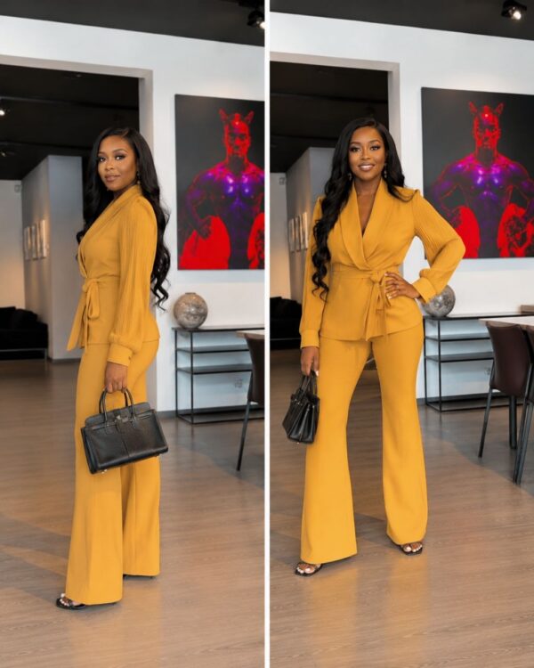 Premium Yellow Two-Piece Blazer Set