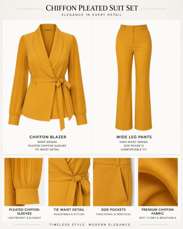 Premium Yellow Two-Piece Blazer Set