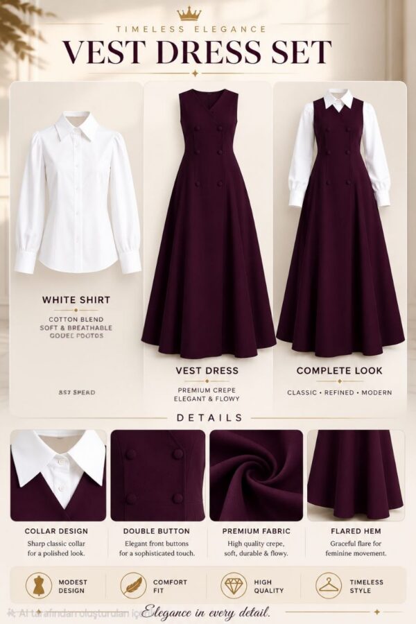 Premium Two-Piece Burgundy Vest Set