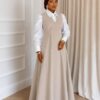 Timeless Elegance Two-Piece Set - Beige Dress & Shirt