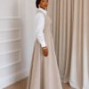 Timeless Elegance Two-Piece Set - Beige Dress & Shirt