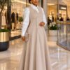 Timeless Elegance Two-Piece Set - Beige Dress & Shirt