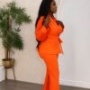 Premium Orange Two-Piece Blazer Set