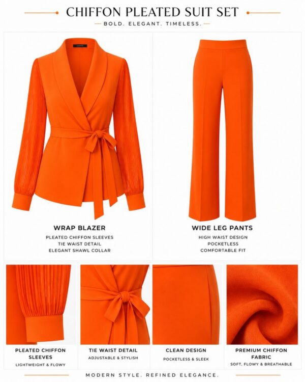 Premium Orange Two-Piece Blazer Set