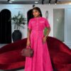 Premium Three-Piece Pink Lace Dress Set - Wholesale