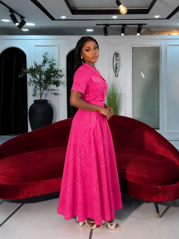 Premium Three-Piece Pink Lace Dress Set - Wholesale