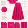 Premium Three-Piece Pink Lace Dress Set - Wholesale