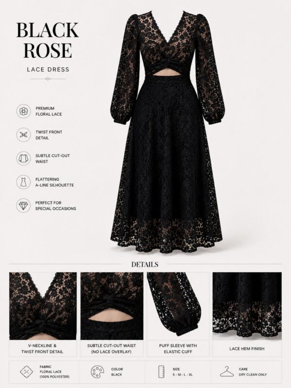 Black Lace Evening Dress