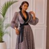 Premium Sequin Wrap Dress - Wholesale Gray Evening Gown