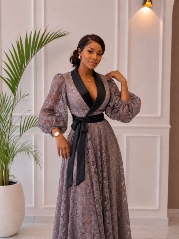 Premium Sequin Wrap Dress - Wholesale Gray Evening Gown
