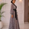 Premium Sequin Wrap Dress - Wholesale Gray Evening Gown