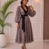 Premium Lace Wrap Dress with Belt