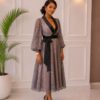 Premium Lace Wrap Dress with Belt