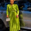 Premium Two-Piece Pleated Midi Set - Lime Green