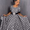 Premium Polka Dot Fit-and-Flare Dress with Bow Detail